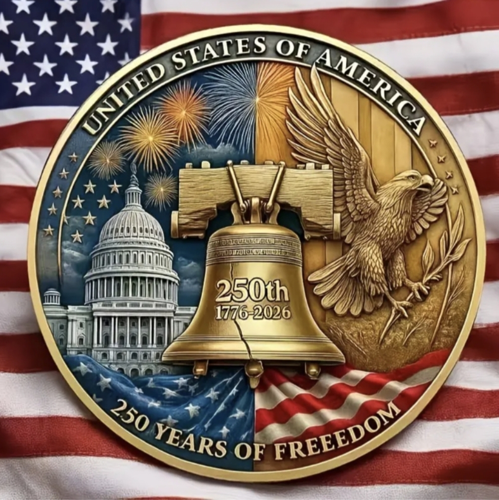 250 Years Of Freedom United States Commemorative Coin Double Sided Challenge NEW
